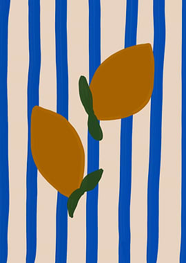Two Lemons on Striped Background