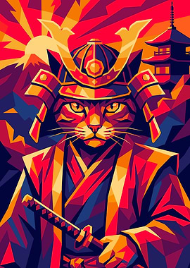 Samurai Cat Digital Art
