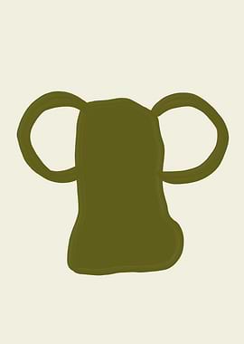 Abstract Olive Green Shape with Loops