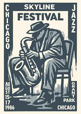 Chicago Skyline Jazz Festival 1986 Poster