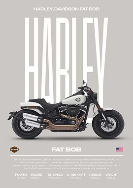 Harley-Davidson Fat Bob Motorcycle Poster