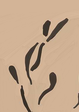 Abstract Floral Art in Beige and Black