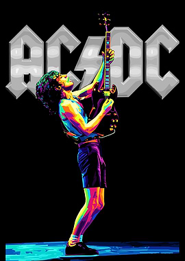 AC/DC Guitarist Pop Art Illustration