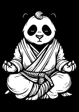 Panda Meditating in Karate Gi