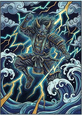 Oni Samurai in Stormy Seas