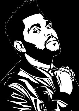 The Weeknd Black and White Portrait