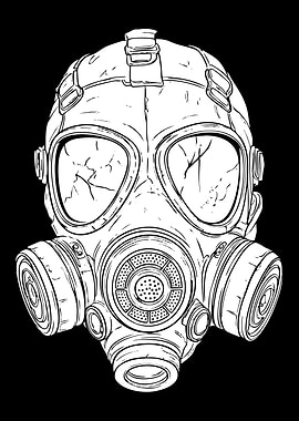 Gas Mask Line Art Illustration