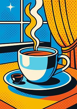 Steaming Coffee Cup by the Window