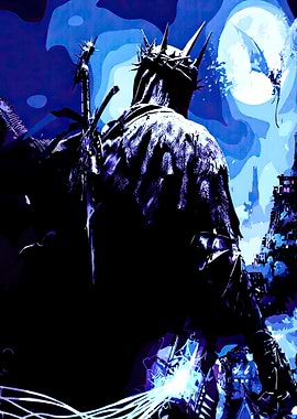 Dark Fantasy Warrior in Blue