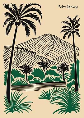 Palm Springs Landscape Illustration