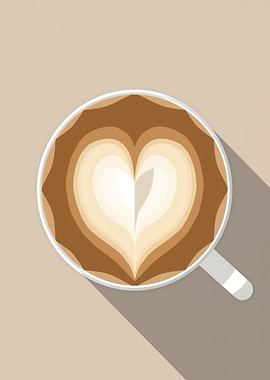 Latte Art Heart in Coffee Cup