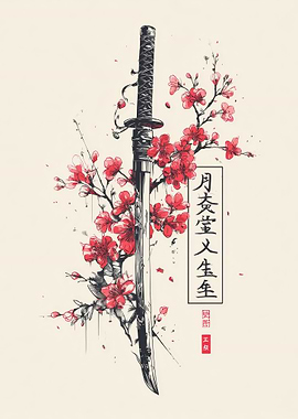 Katana and Cherry Blossoms