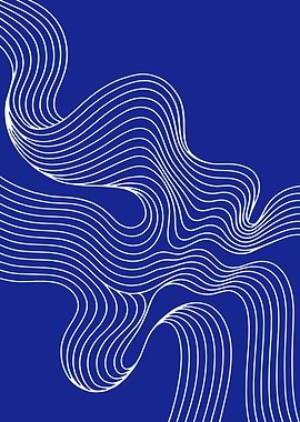 Abstract White Lines on Blue Background