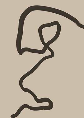 Abstract Line Art on Beige Background