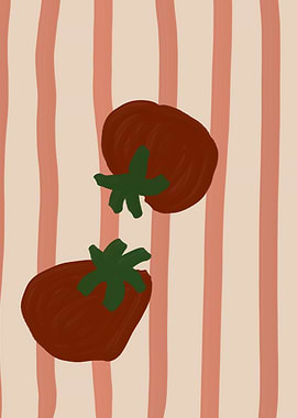 Two Tomatoes on Striped Background