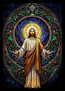 Stained Glass Jesus Christ Illustration