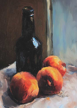 Still Life with Bottle and Peaches