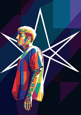 Colorful Portrait with Geometric Background