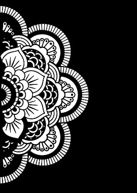 Black and White Floral Mandala Design