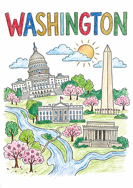 Washington D.C. Landmark Illustration