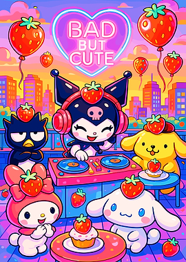 Sanrio Characters DJ Party with Strawberries