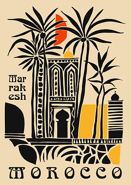 Marrakesh, Morocco Travel Poster
