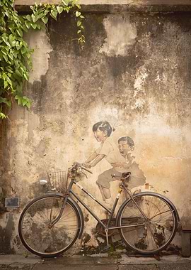 Street Art: Children on Bicycle Mural