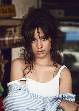 Camila Cabello portrait in white top