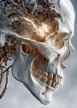 Cybernetic Skull with Lightning