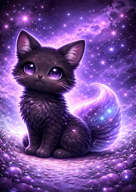 Cute Cat with Galaxy Tail