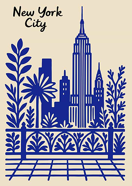 New York City Blue Illustration