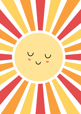 Cute Sun with Closed Eyes Illustration