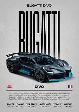 Bugatti Divo Car Poster