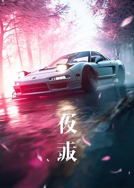 Honda NSX in Cherry Blossom Setting