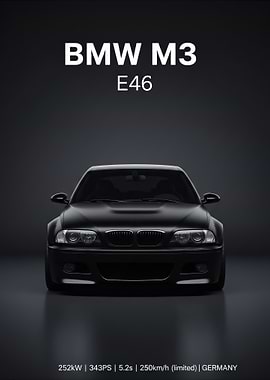 black BMW M3 E46 Front View