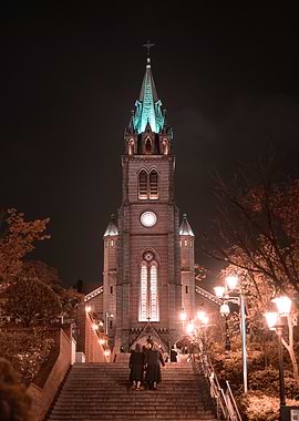 Myeongdong Cathedral at Night
