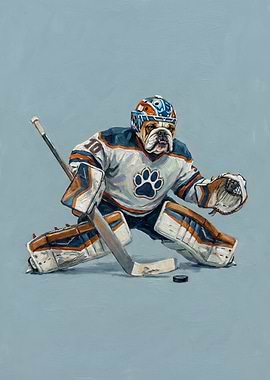 Bulldog Hockey Goalie Painting