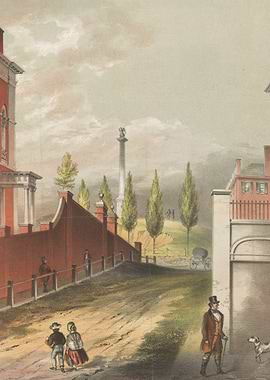 Historical Street Scene with Monument