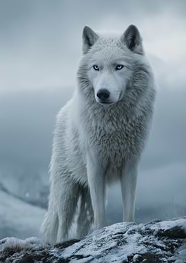 Majestic White Wolf Portrait