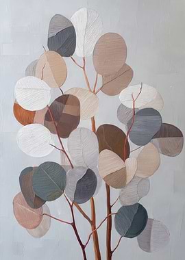 Abstract Eucalyptus Leaves Painting