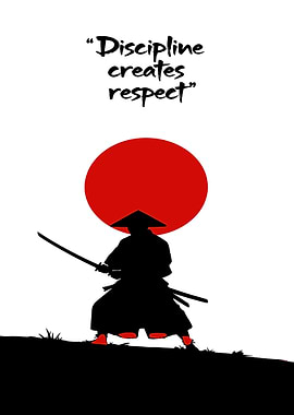 Samurai Silhouette with Rising Sun