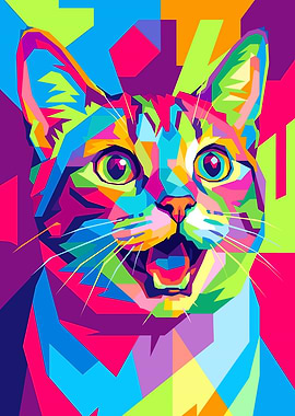 Colorful Pop Art Cat Portrait
