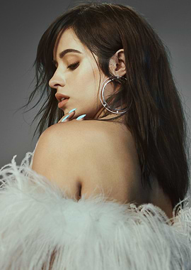 Camila Cabello Portrait with Feather Boa