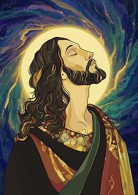 Contemplative Man in Celestial Light