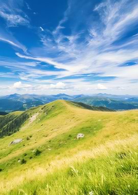 Mountain Ridge Under Blue Sky