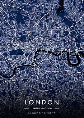 London City Map - Dark Blue