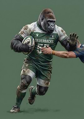 Gorilla Rugby Player with Ball