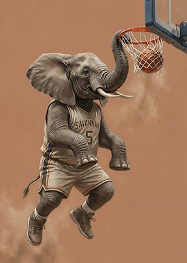 Elephant Basketball Player Dunking