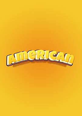 American Text Art on Yellow