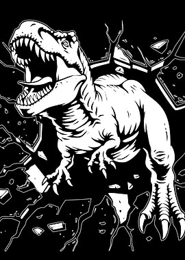Tyrannosaurus Rex Breaking Through Wall